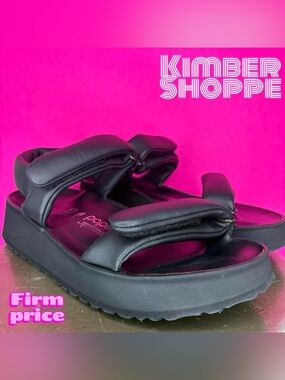 Papillio by Birkenstock Theda Black Leather Platform Wedge Sandal US 10 EU 41